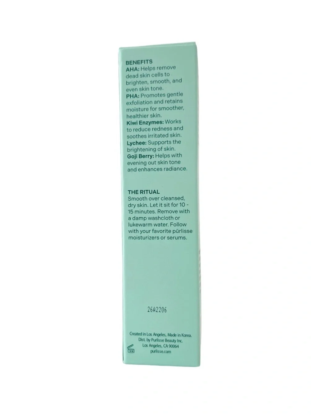 Purlisse Beauty AHA + PHA Flash Facial Exfoliating Mask NIB